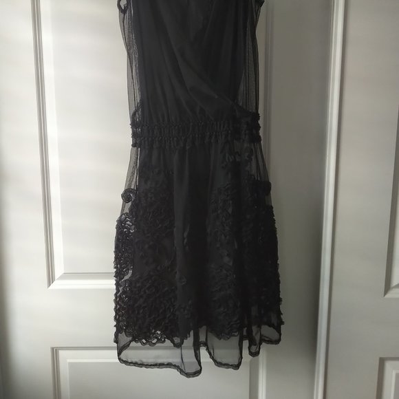NWT  MAX STUDIO "Special Edition" Silk Nylon Boho Style Midi Dress Black Small - Picture 6 of 11